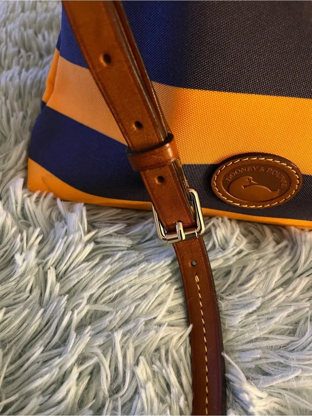 Dooney & Burke Crossbody Bag EUC Orange/ Navy Stripe